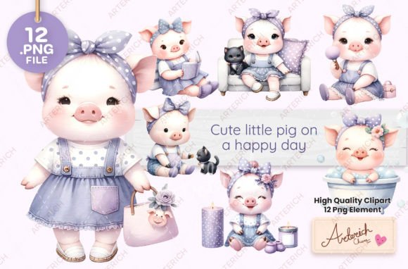 Download Cute Little Pig on a Happy Day - Happy Collection