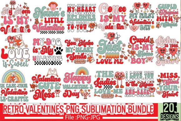 Download Retro Valentines PNG Sublimation Bundle - Valentines png Collection