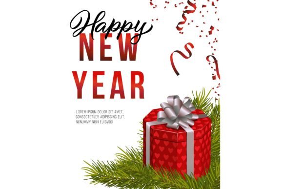 Download Happy New Year Poster Design. Red Gift B - Happy Collection