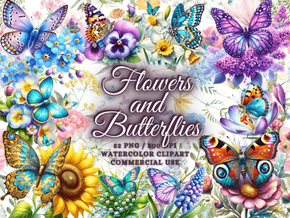 Download Spring Flowers &amp; Butterflies Clipart Png - Flowers Collection