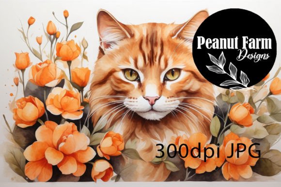 Download Orange Tabby Cat with Orange Flowers - Flowers Collection