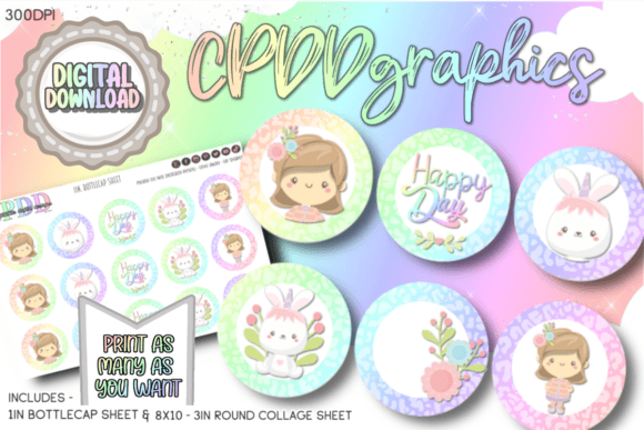 Download HAPPY DAY 3IN &amp; 1IN CIRCLES Graphic - Happy Collection