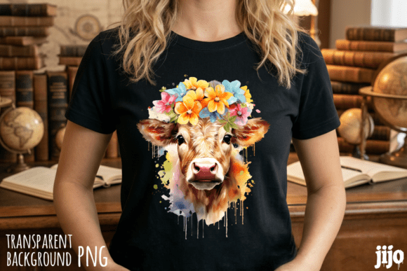 Download Cow Flowers Watercolor Animal PNG - Flowers Collection