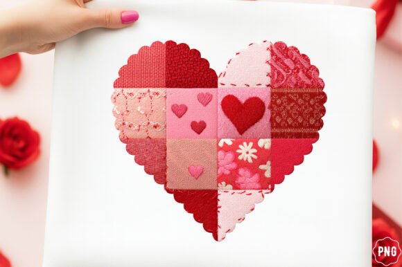 Download Patchwork Valentine Png Pink Heart Png - Premium Bundle