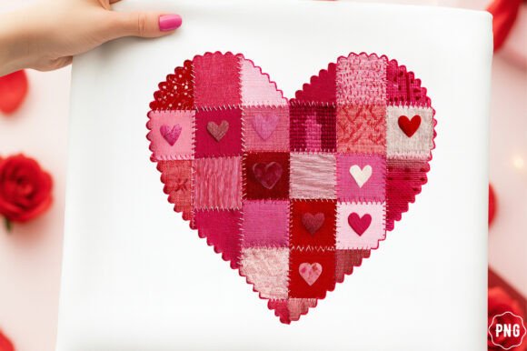Download Patchwork Valentine Png Pink Heart Png - Premium Resources
