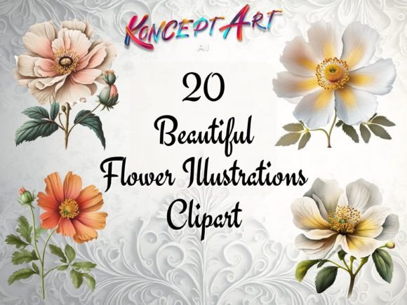 Download 20 Beautiful Illustrated Flowers Clipart - Flowers Collection