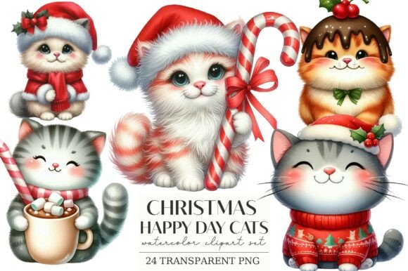 Download Happy Day Christmas Cats Graphic - Happy Collection